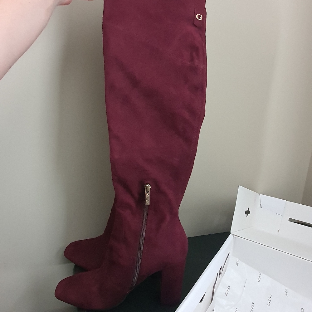 New guess wine mireya tall dark red dress boots8.5